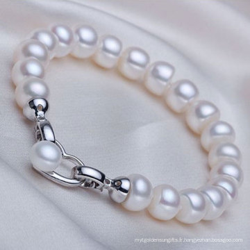 Bracelet perle d'eau douce 8-9mm avec fermoir en forme de coeur